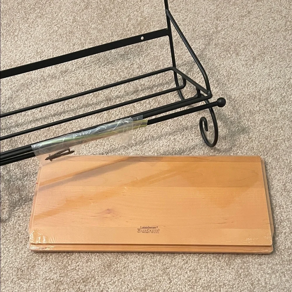 Longaberger Maple WoodCrafts Utility Shelf and towel rod